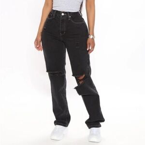 Fashion Nova Black Ripped Boyfriend Jeans
